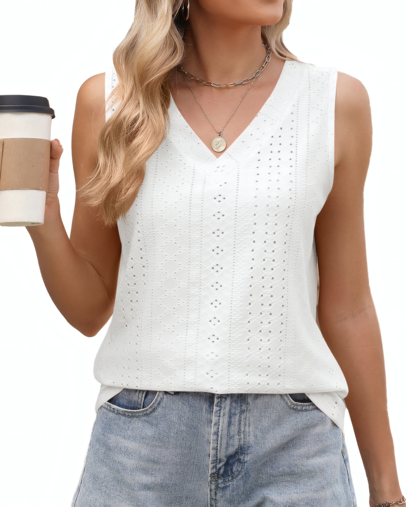 Eyelet Ease V-Neck Tank