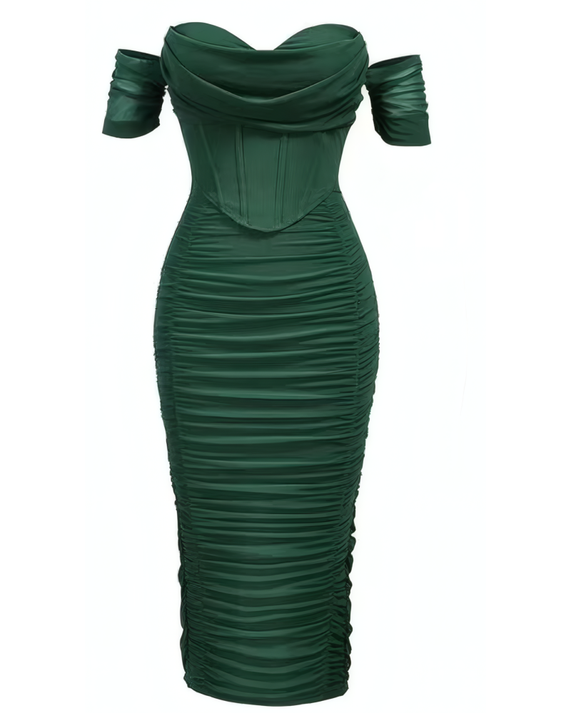 Hourglass Allure Off Shoulder Midi Dress