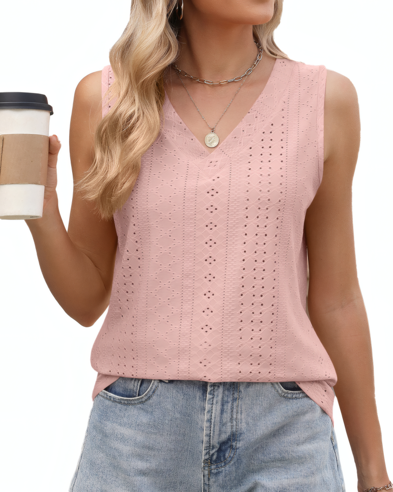 Eyelet Ease V-Neck Tank
