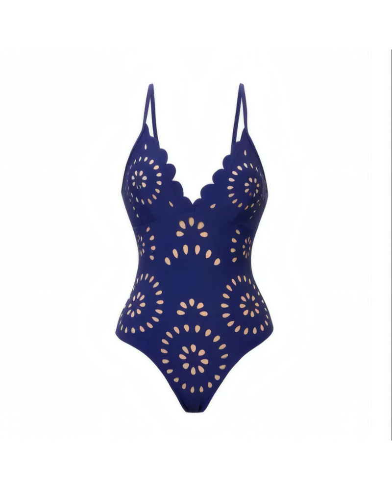 Flower Hollow One Piece Swimsuit and Skirt