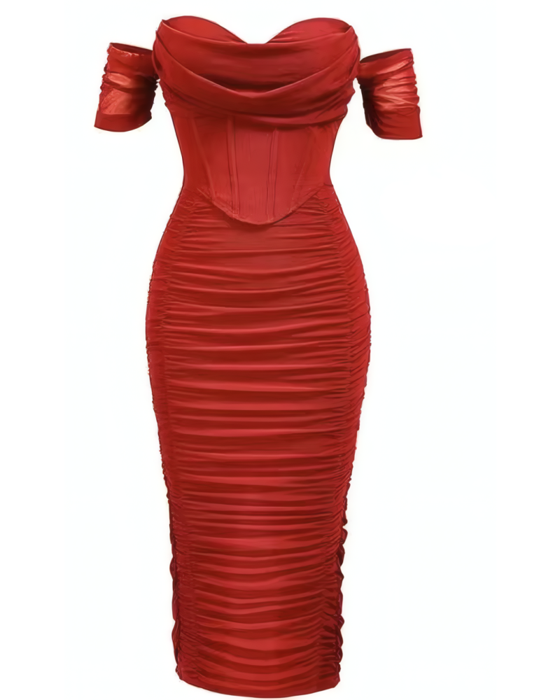 Hourglass Allure Off Shoulder Midi Dress