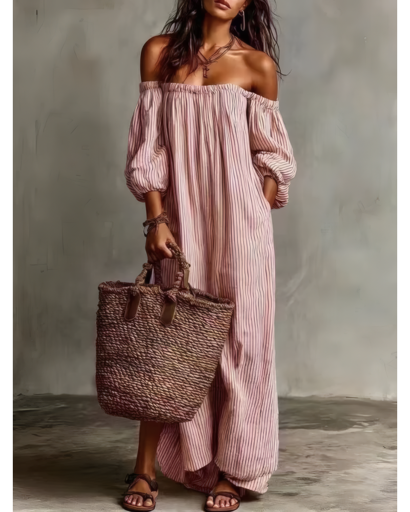 Golden Hour Off-Shoulder Dress