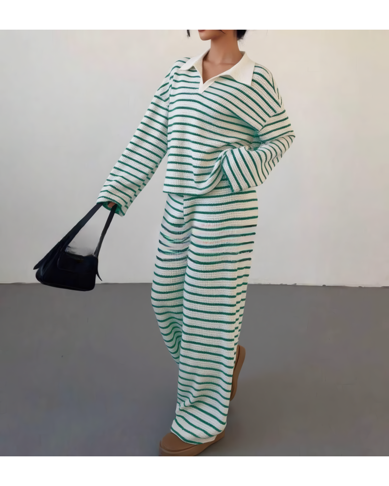 Pretty Lavish - Striped Wide Leg Trousers Set