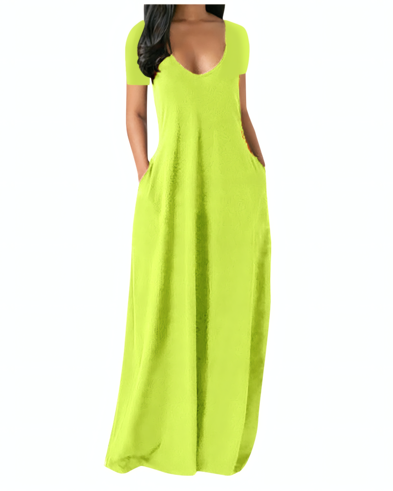 Crimson Ease V-Neck Maxi Dress