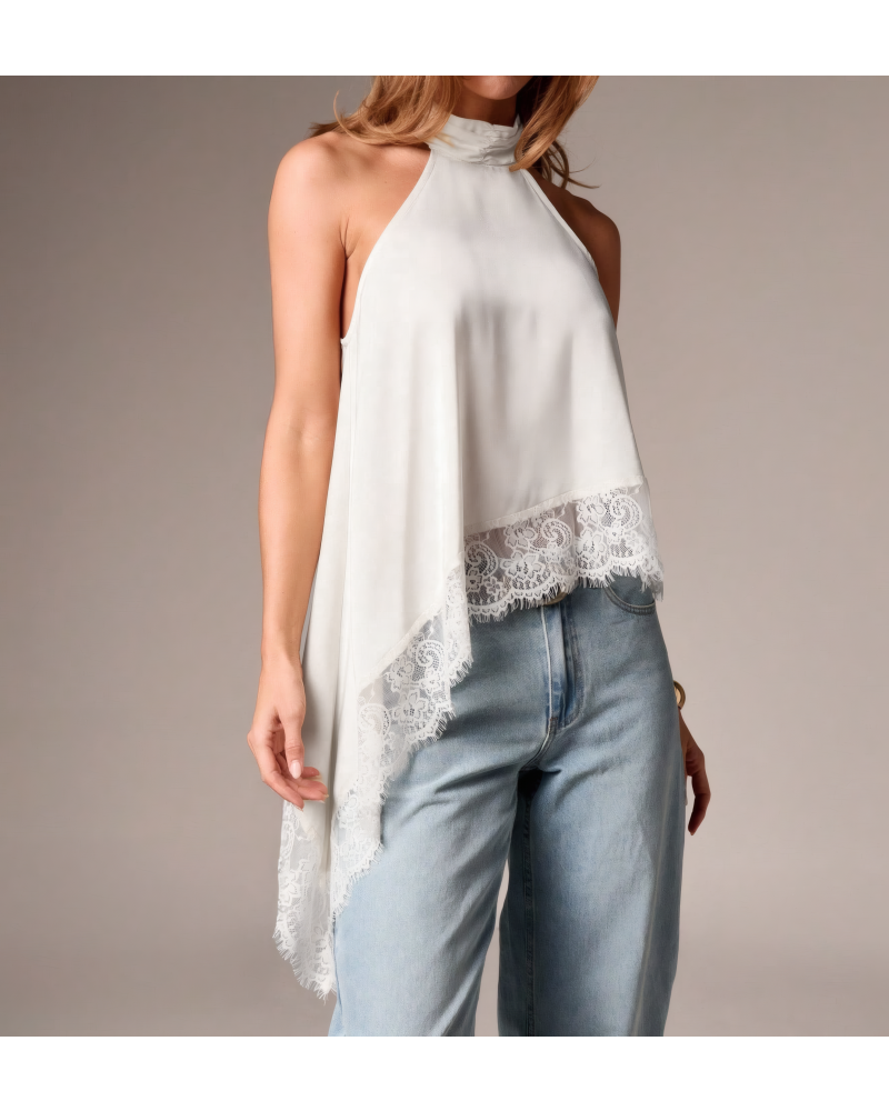 Lace Hem Halter Top