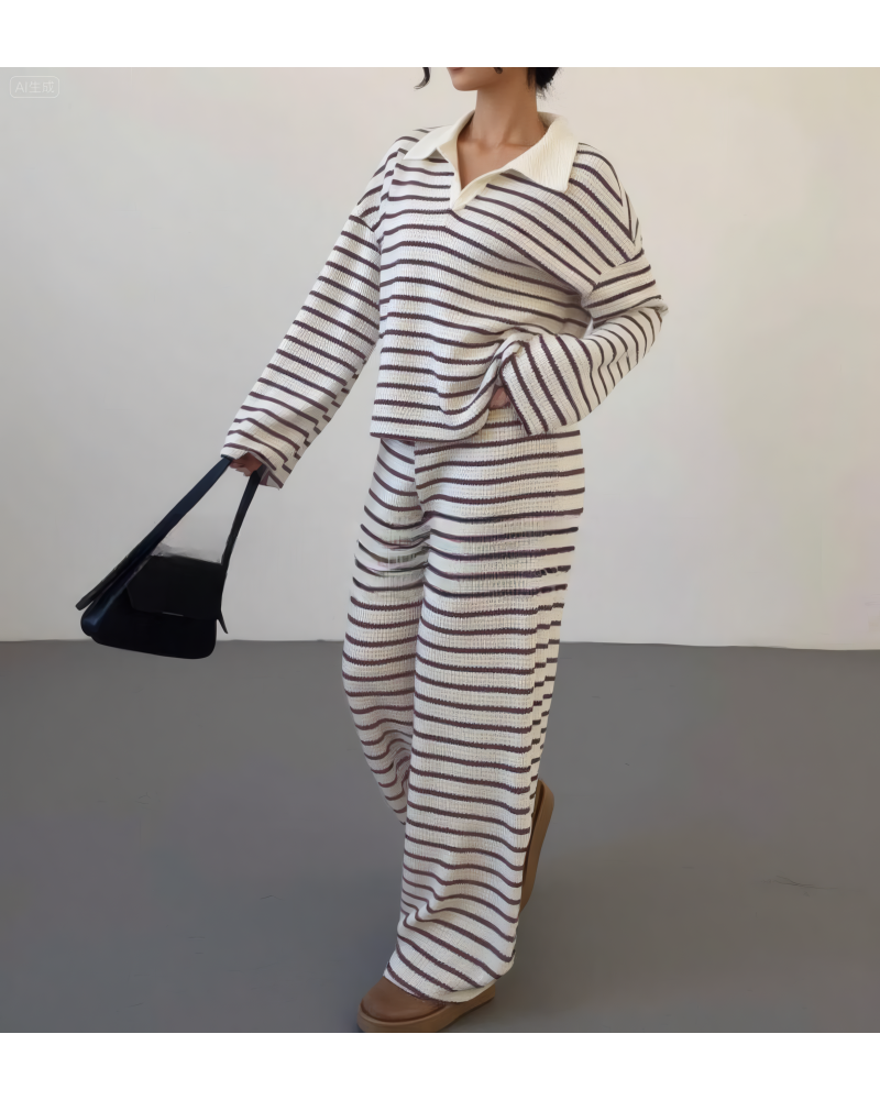 Pretty Lavish - Striped Wide Leg Trousers Set