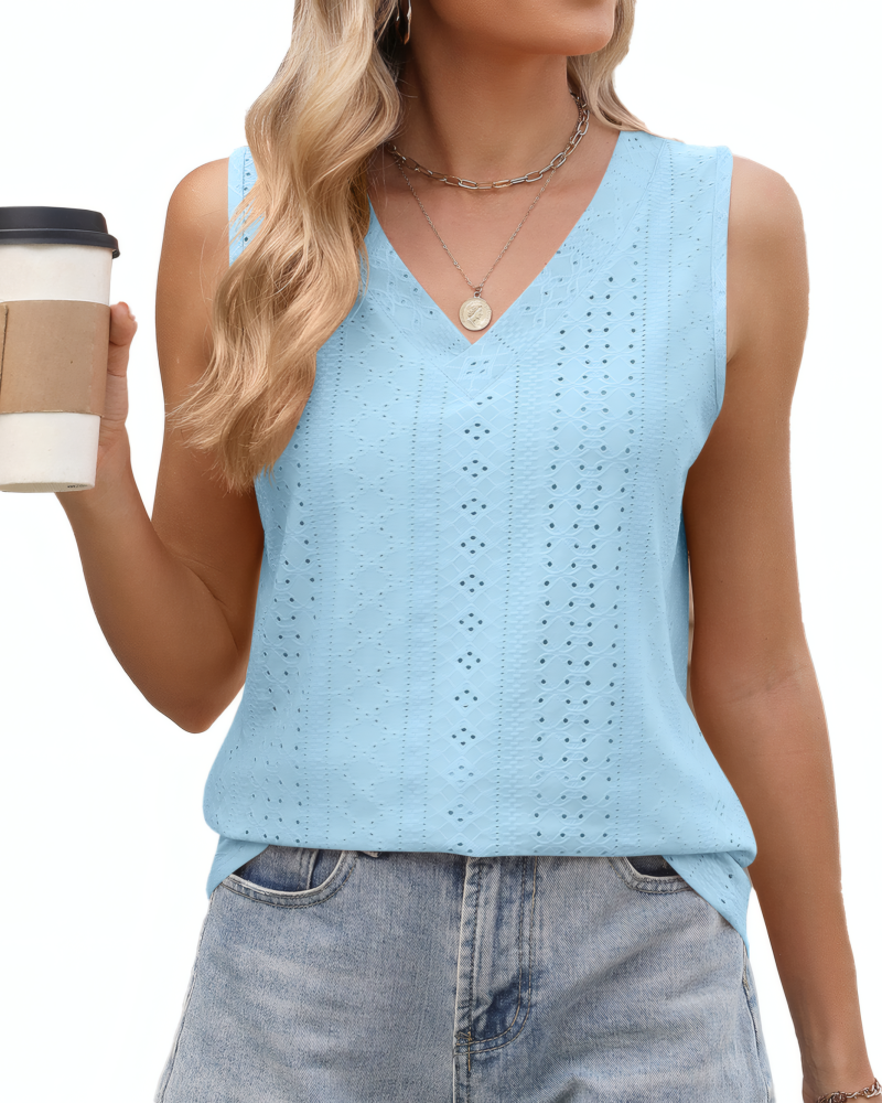 Eyelet Ease V-Neck Tank
