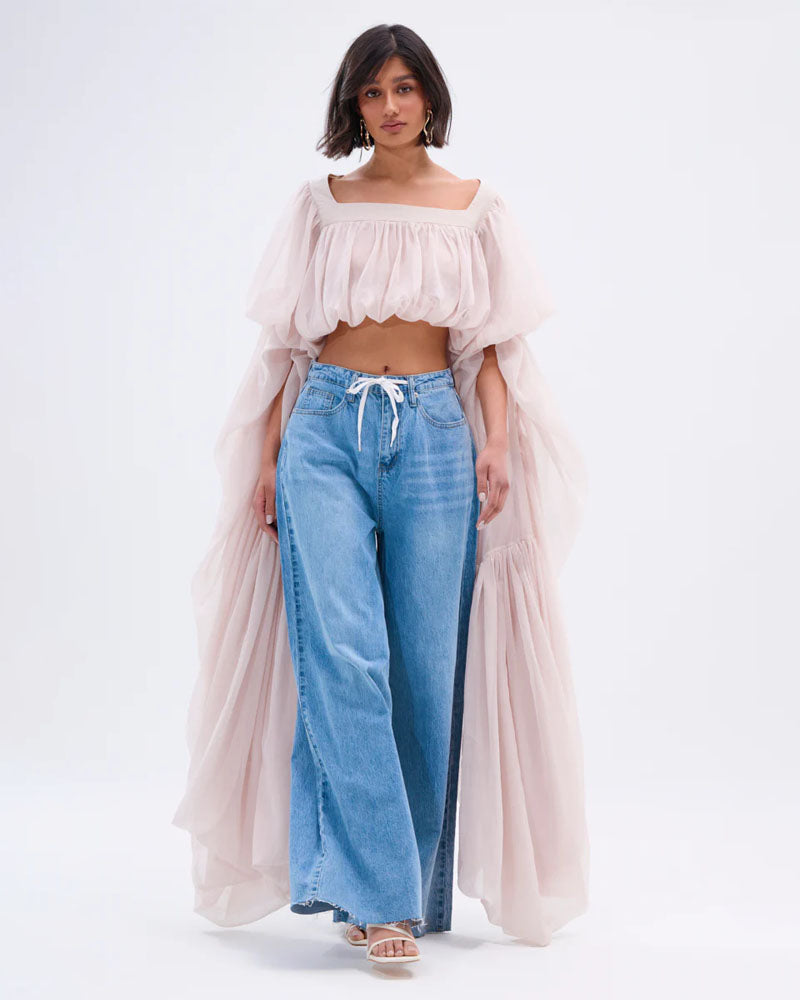 Slouchy Square Neck Long Sleeve Top