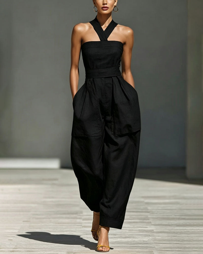 Saffron Poise Cross-Neck Jumpsuit