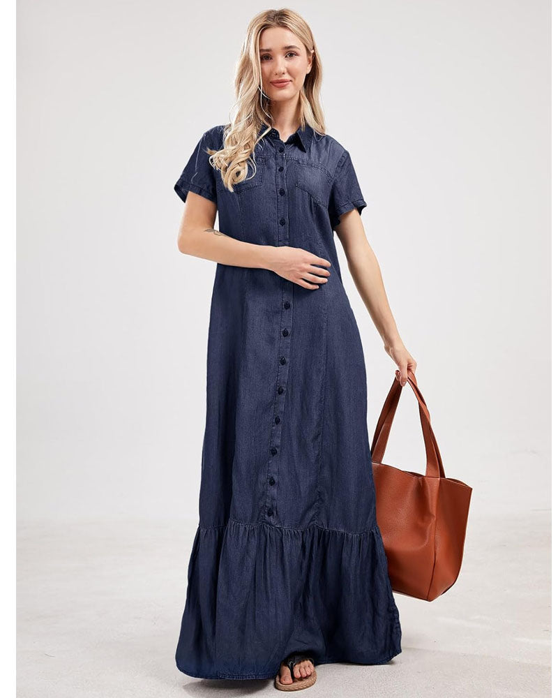 Self Love Denim Maxi Dress