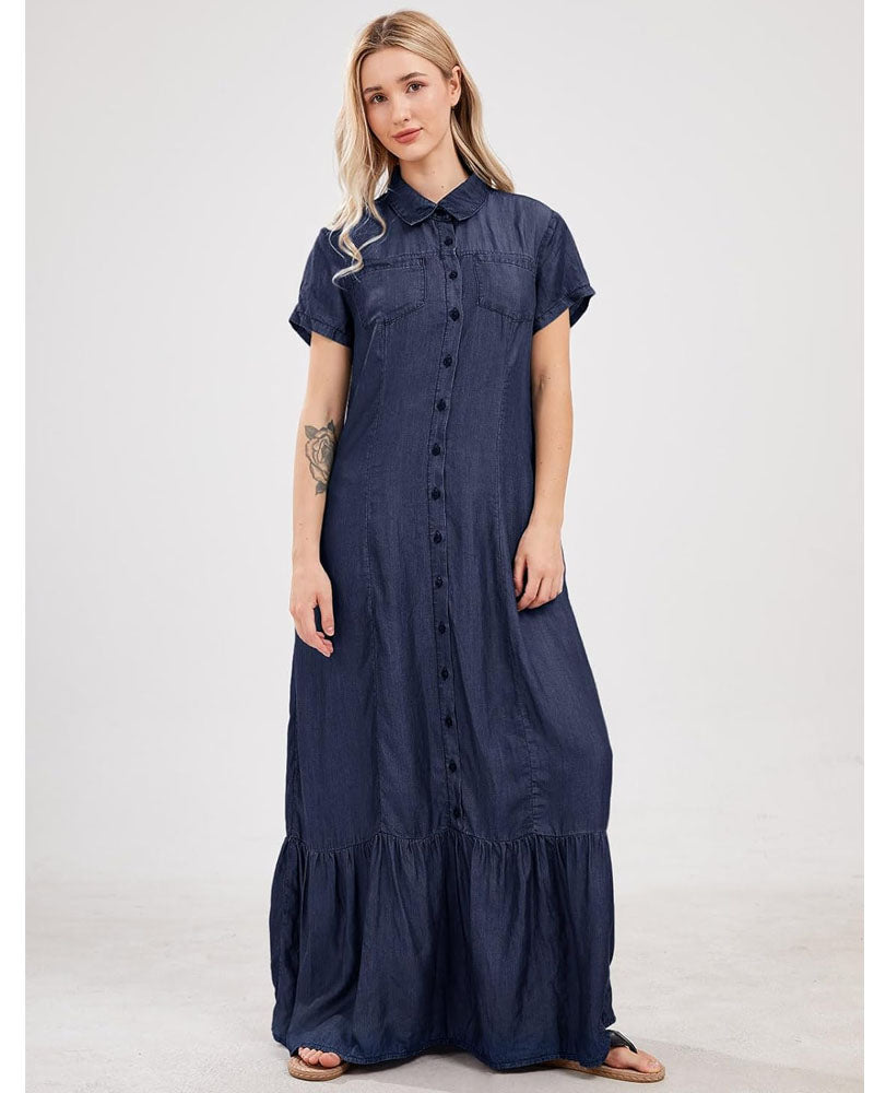 Self Love Denim Maxi Dress