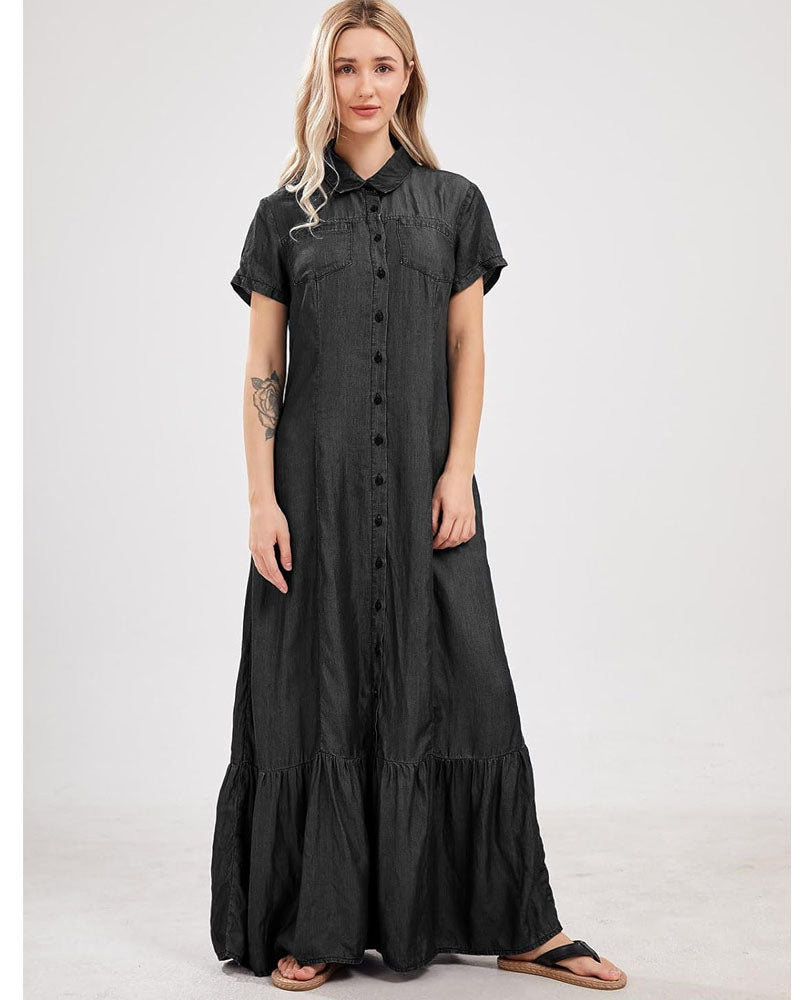 Self Love Denim Maxi Dress