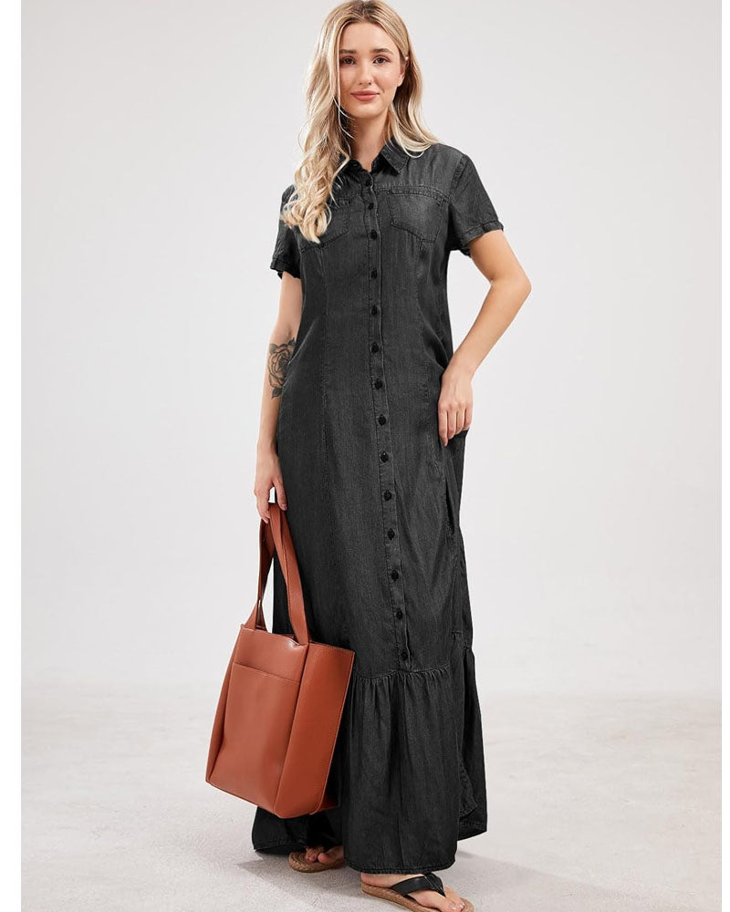 Self Love Denim Maxi Dress