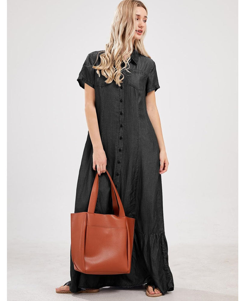 Self Love Denim Maxi Dress