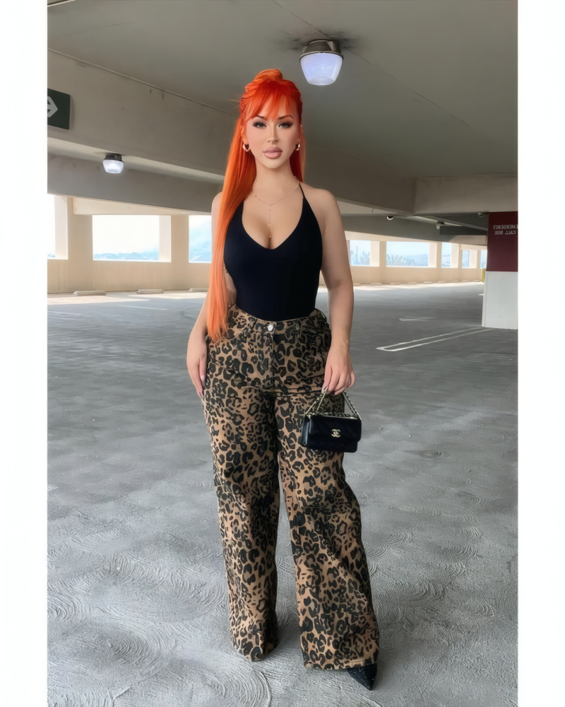 She's A Wild One Leopard Print Jeans