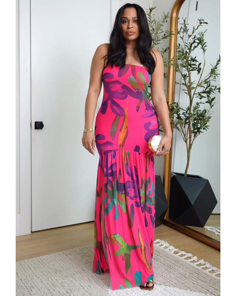 Sheer Strapless Maxi Dress