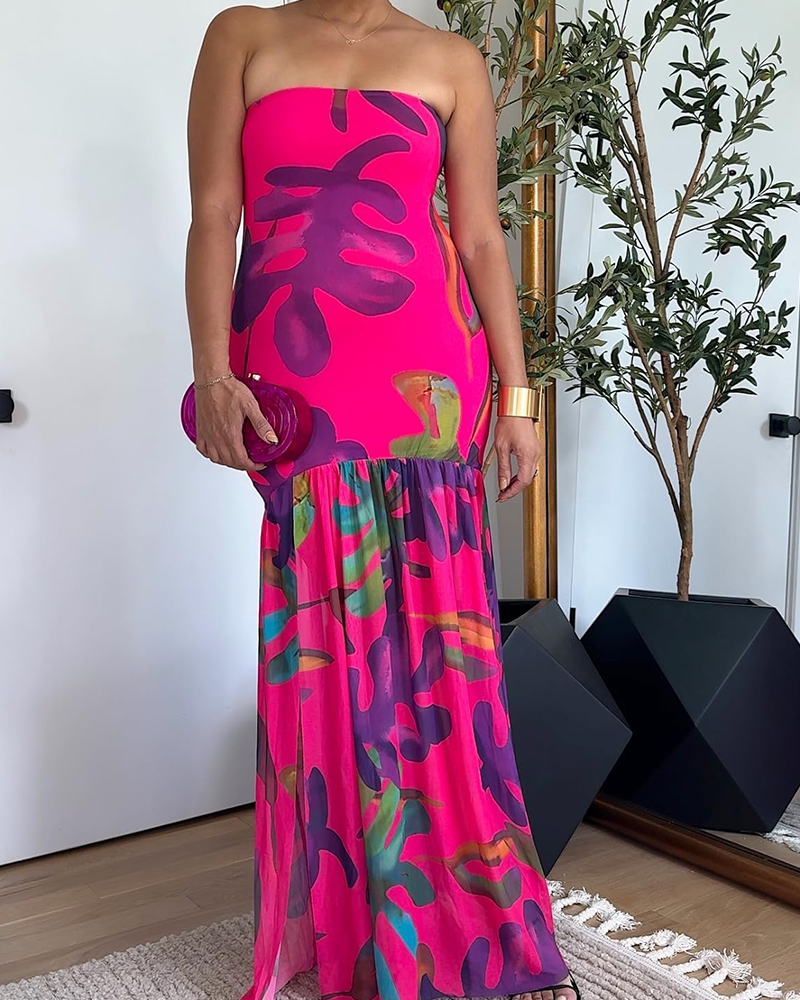 Sheer Strapless Maxi Dress