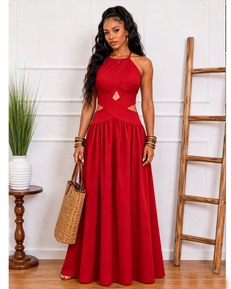 Shirred Criss Cross Dress