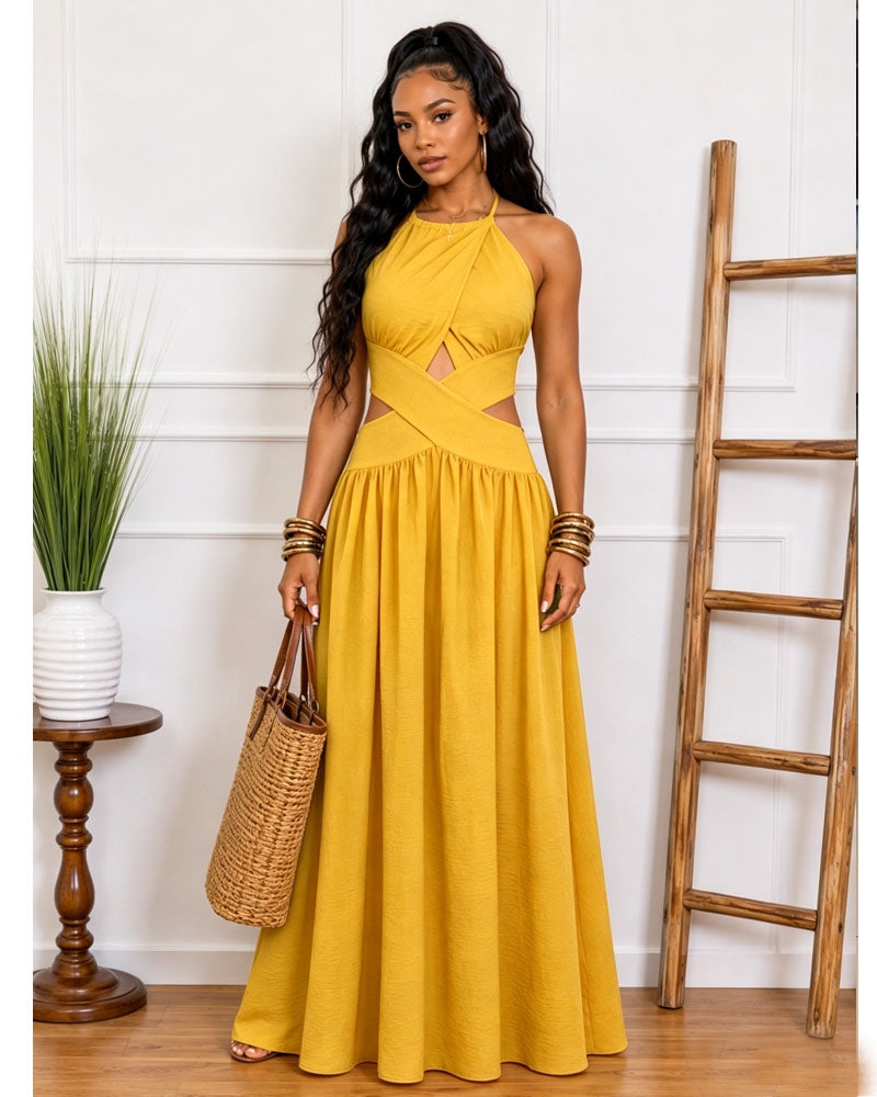 Shirred Criss Cross Dress