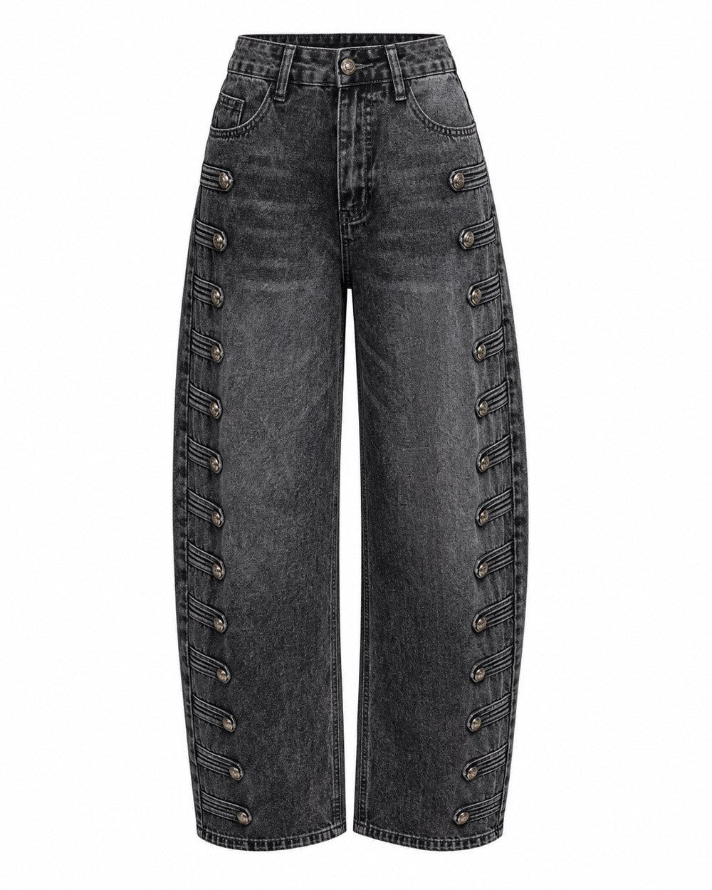 Side Story Button-Detail Denim Jeans