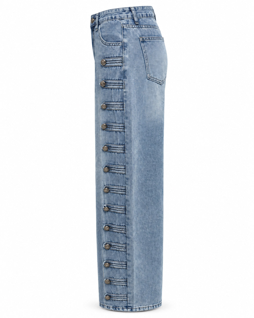 Side Story Button-Detail Denim Jeans