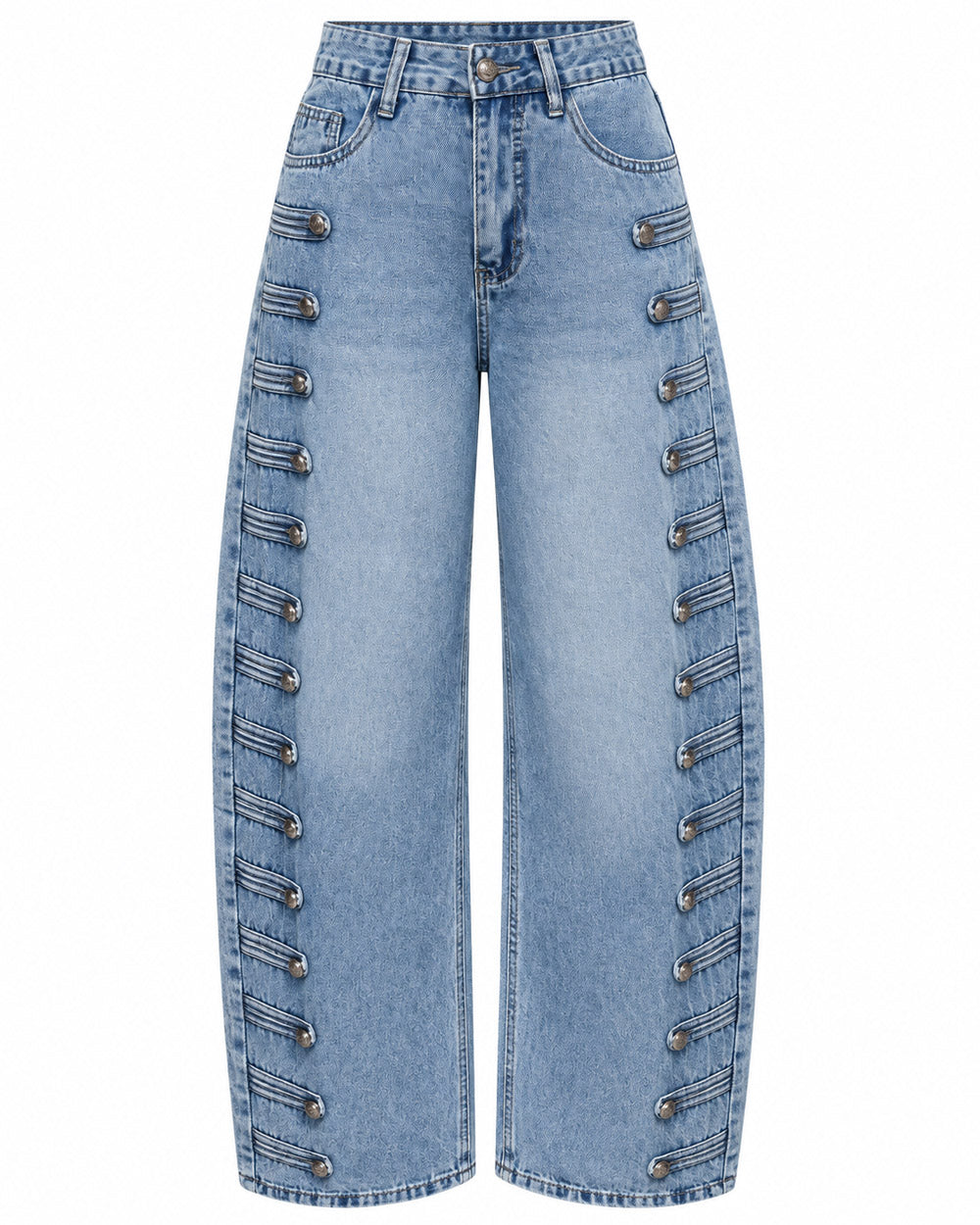 Side Story Button-Detail Denim Jeans