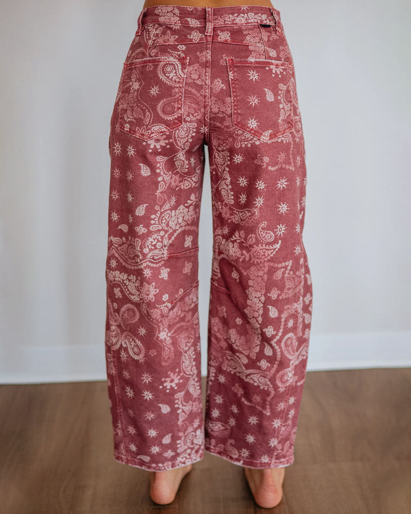 Sienna Paisley Barrel Jeans