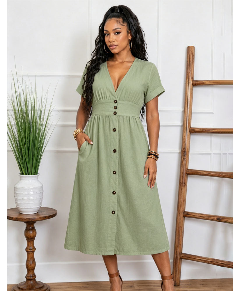 Soft Hour Button Dress