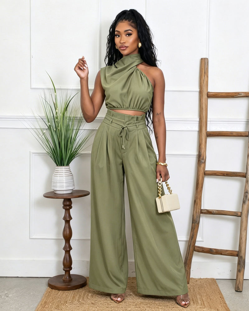 Soft Neck Pants Set