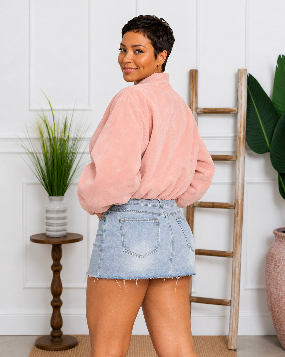Soft Rebellion Faux Suede Bomber Jacket