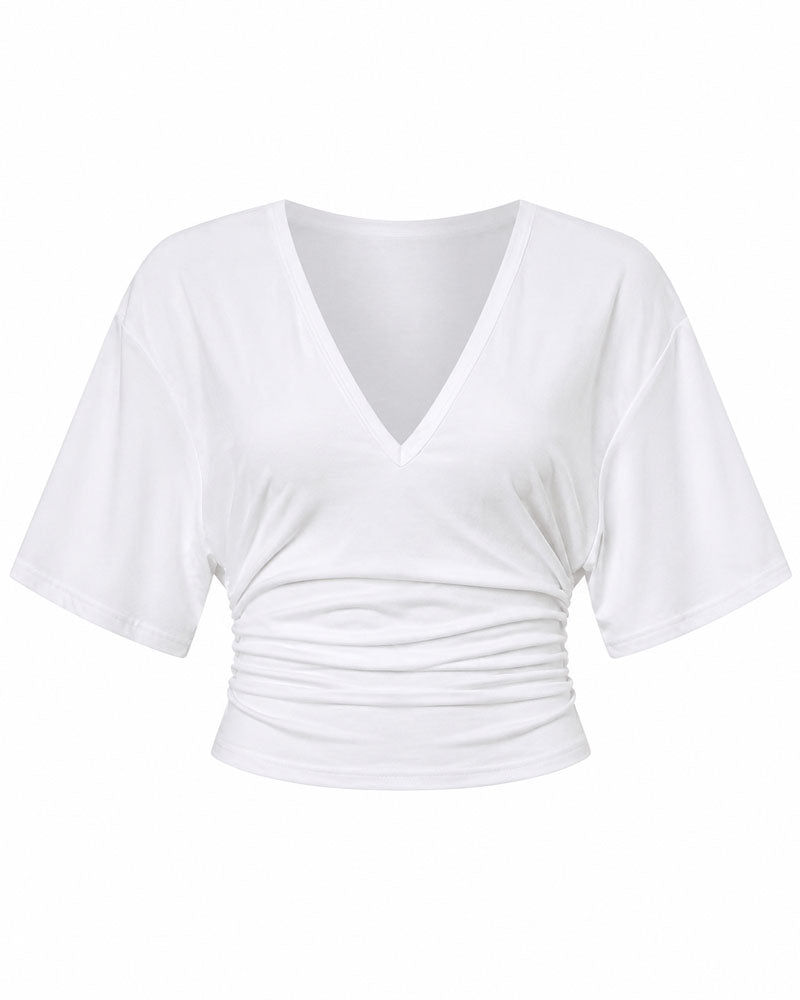 Soft Shape Ruched V-Neck Top