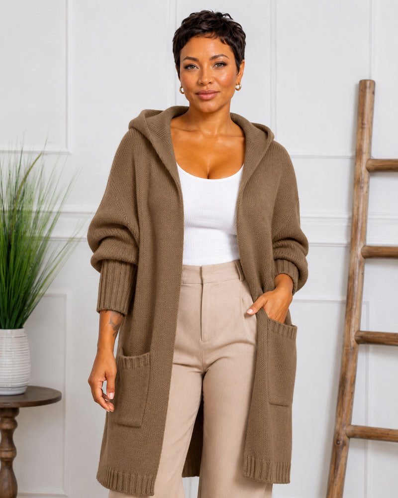 Stay Awhile Hooded Longline Cardigan