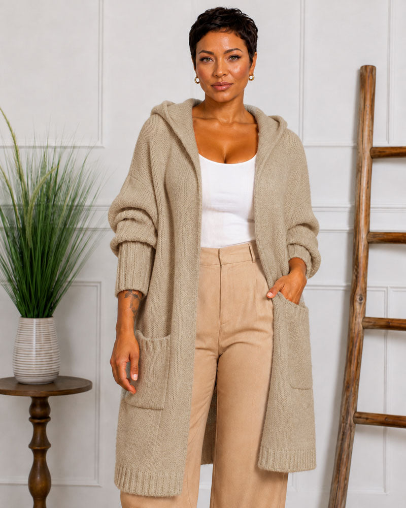 Stay Awhile Hooded Longline Cardigan