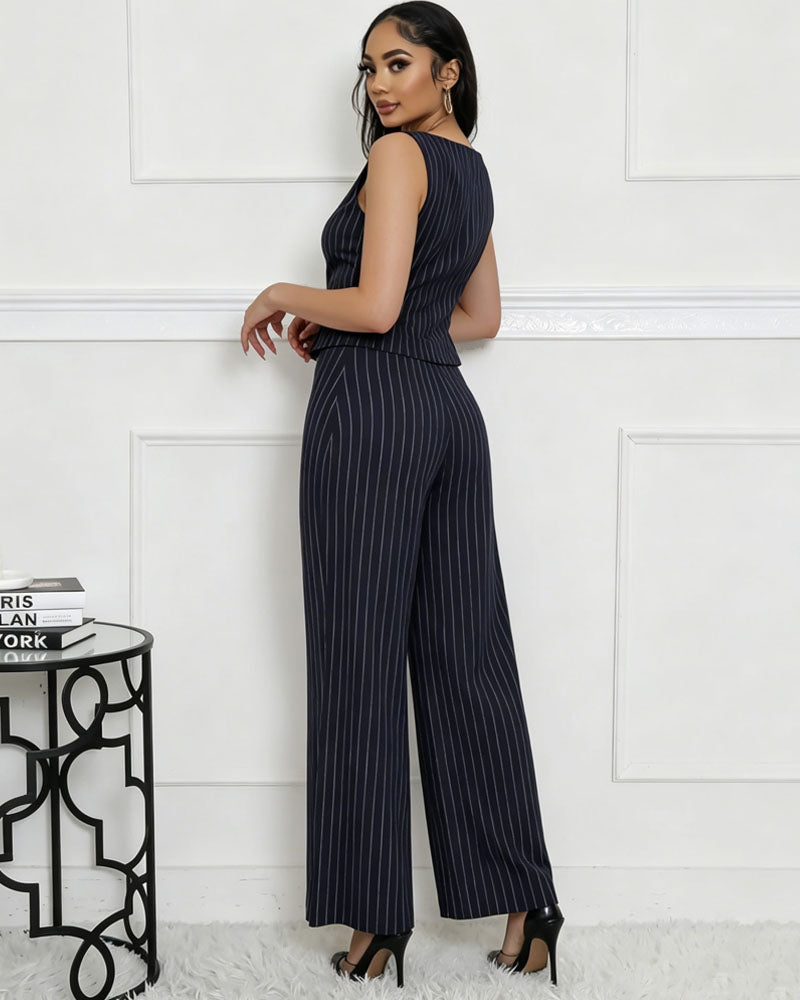 Stephanie Pinstripe Pant Set