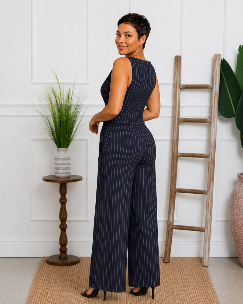 Stephanie Pinstripe Pant Set