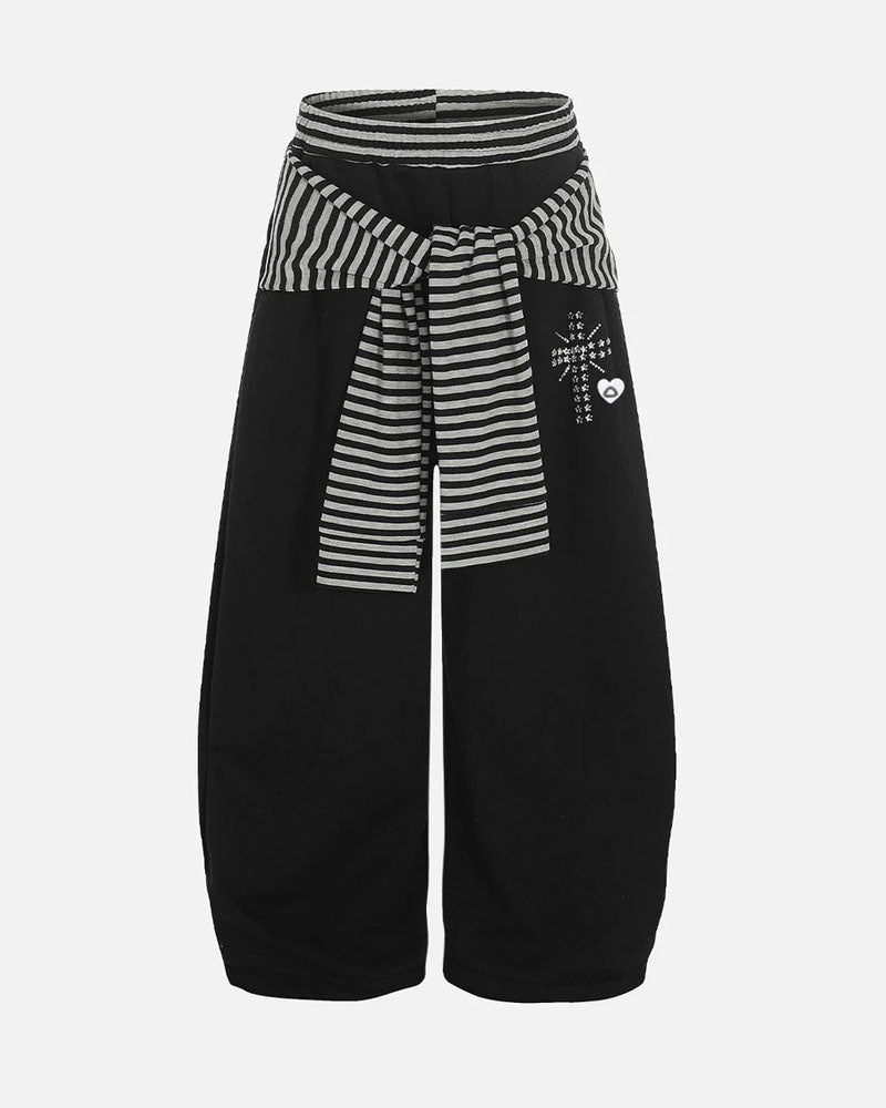 Stripe Layered Baggy Barrel Sweatpants