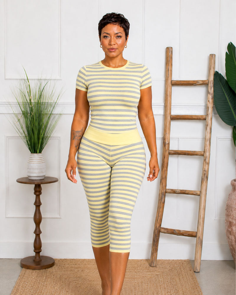 Line Play Striped Capri Set