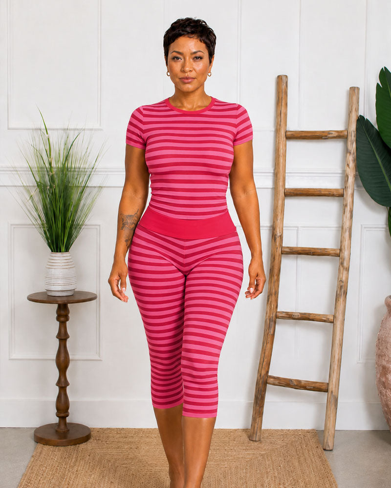 Line Play Striped Capri Set