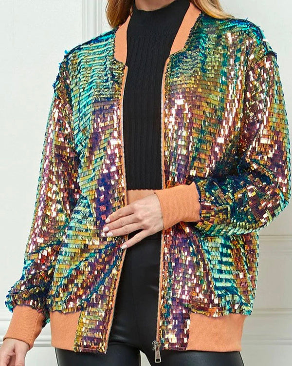 Stunning Days Sequin Bomber Jacket