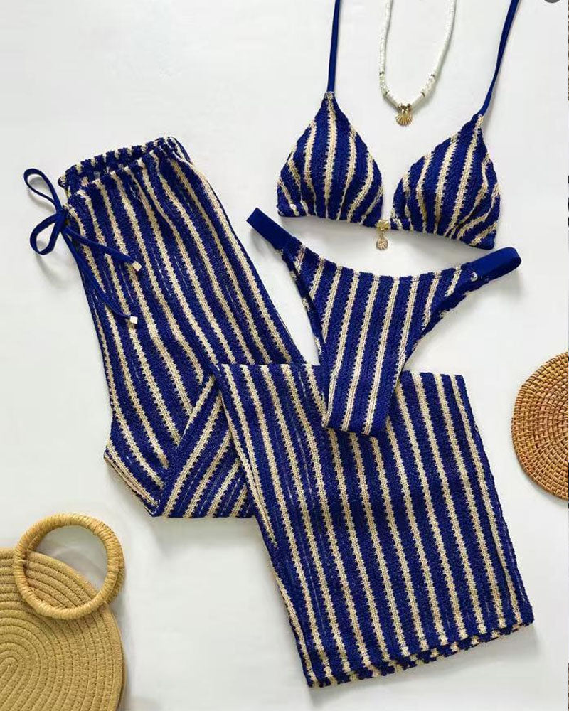 Always On Tide Halter Bikini Set