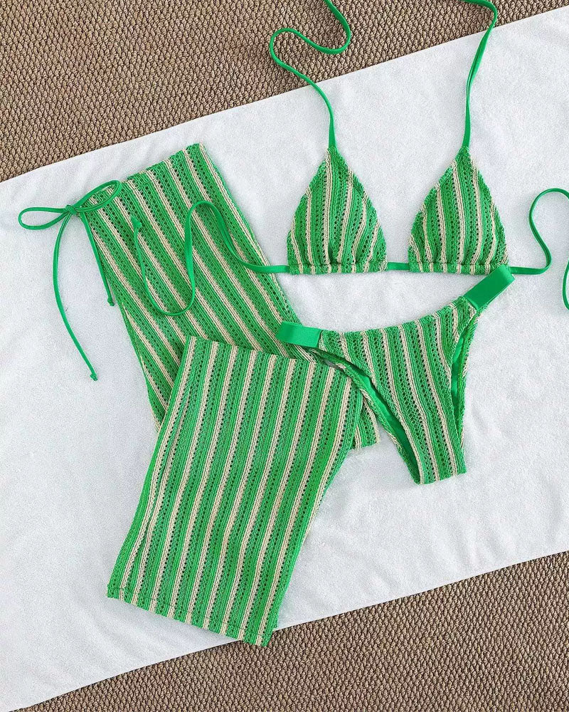 Always On Tide Halter Bikini Set
