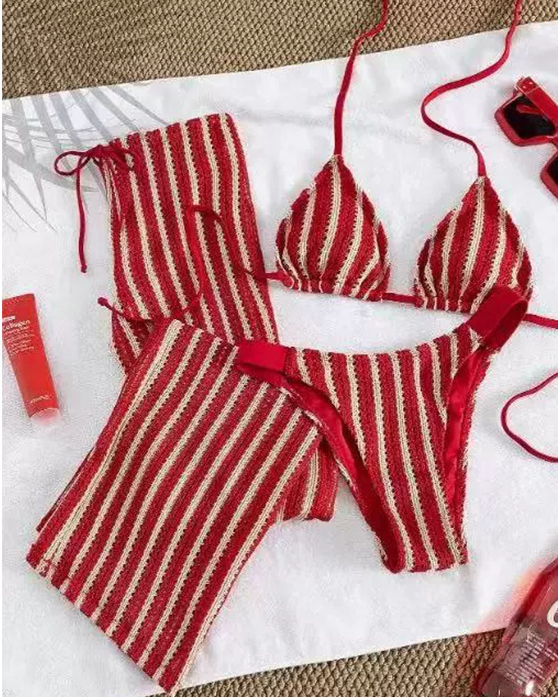 Always On Tide Halter Bikini Set
