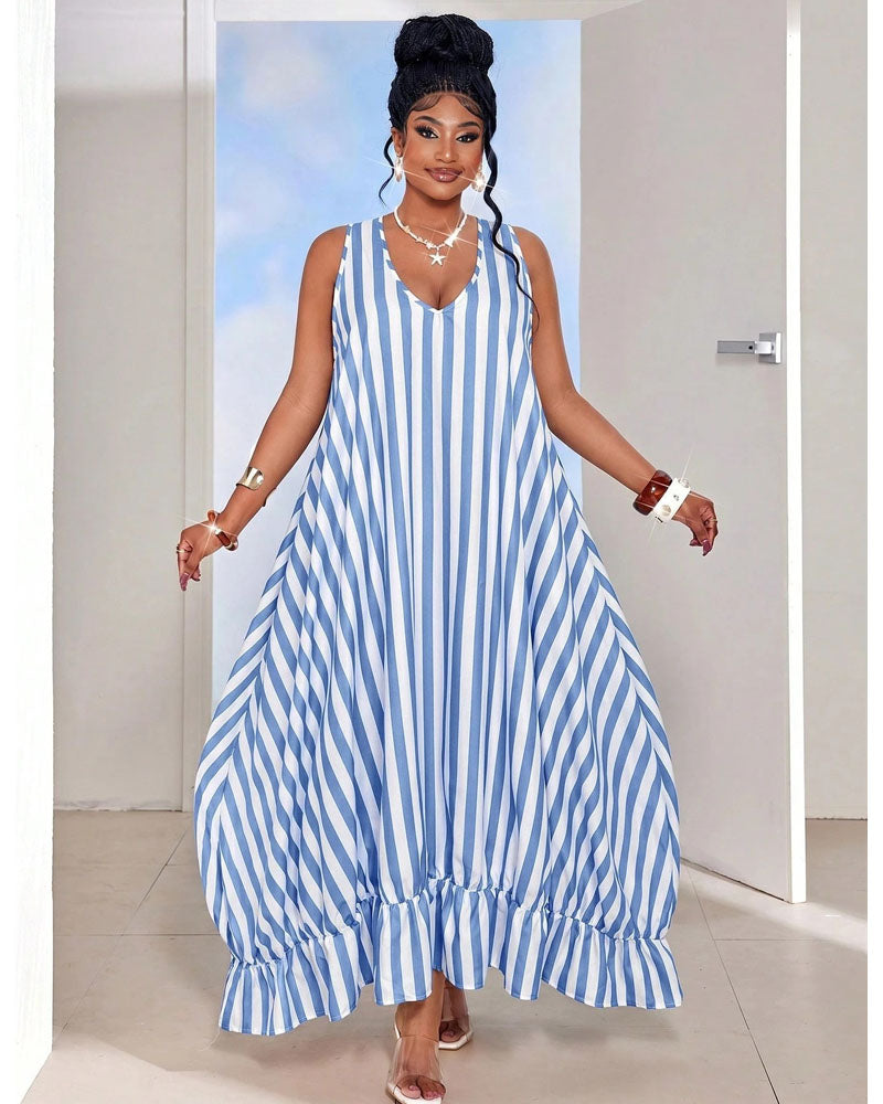 Sunlit Escape Striped Maxi Dress