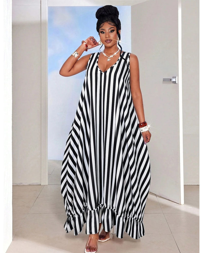 Sunlit Escape Striped Maxi Dress