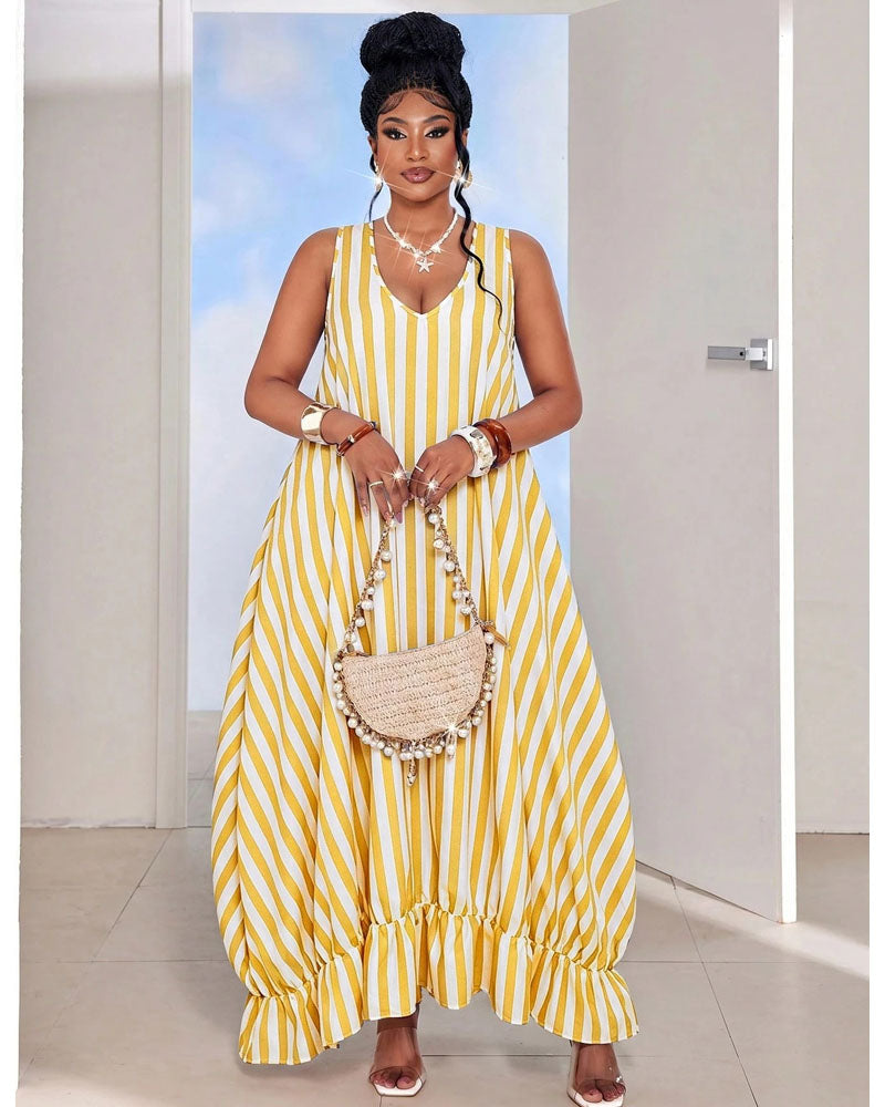 Sunlit Escape Striped Maxi Dress