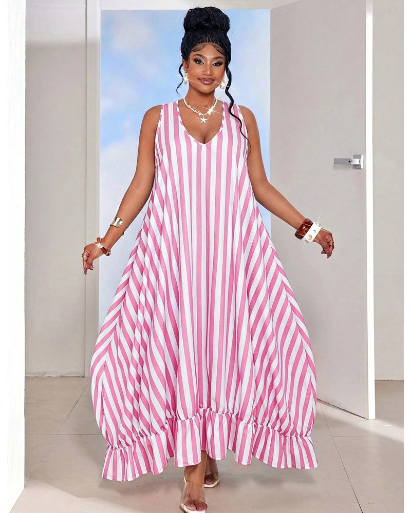 Sunlit Escape Striped Maxi Dress