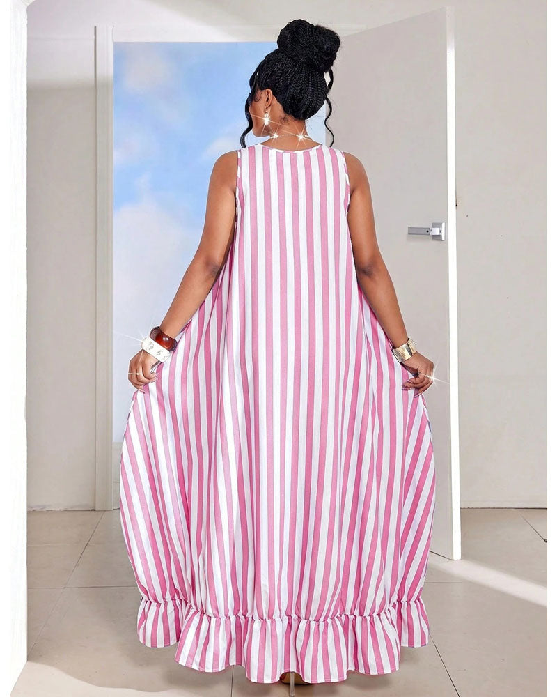 Sunlit Escape Striped Maxi Dress