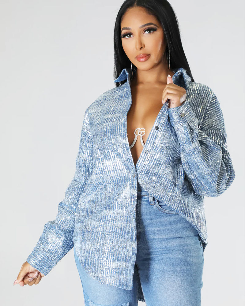 Denim Sequin Shirt