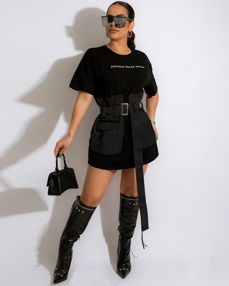 T-Shirt Denim Wrap Dress