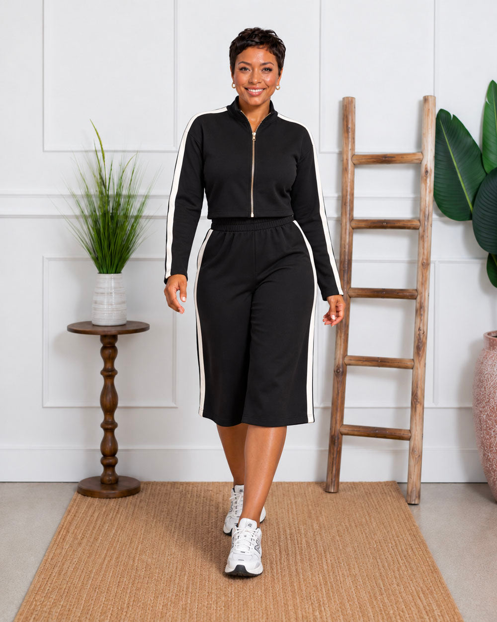 Track Record Zip-Up Capri Set